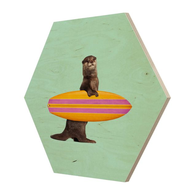 Quadros hexagonais Otter With Surfboard