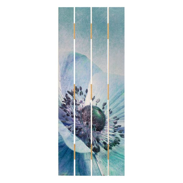 quadro de madeira para parede Flower In Turquoise