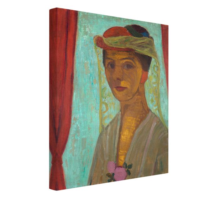 Telas decorativas réplicas de quadros famosos Paula Modersohn-Becker - Self-Portrait with a Hat and Veil