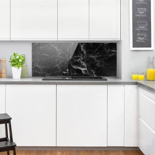 Painel anti-salpicos de cozinha imitação pedra Nero Carrara