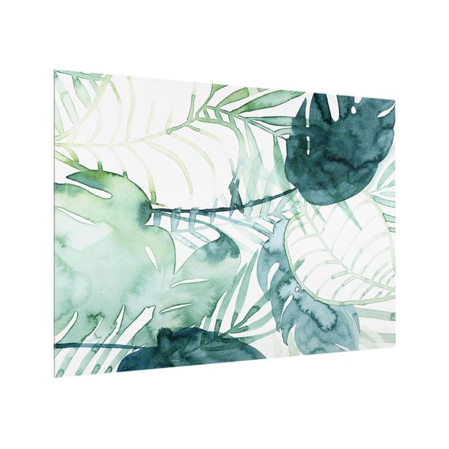 Painel anti-salpicos de cozinha padrões Palm Fronds In Water Color II