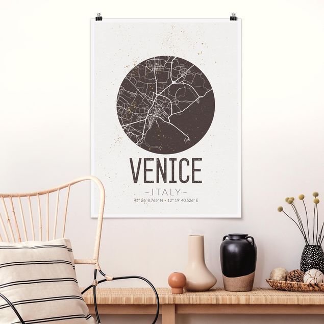 decoraçao cozinha Venice City Map - Retro