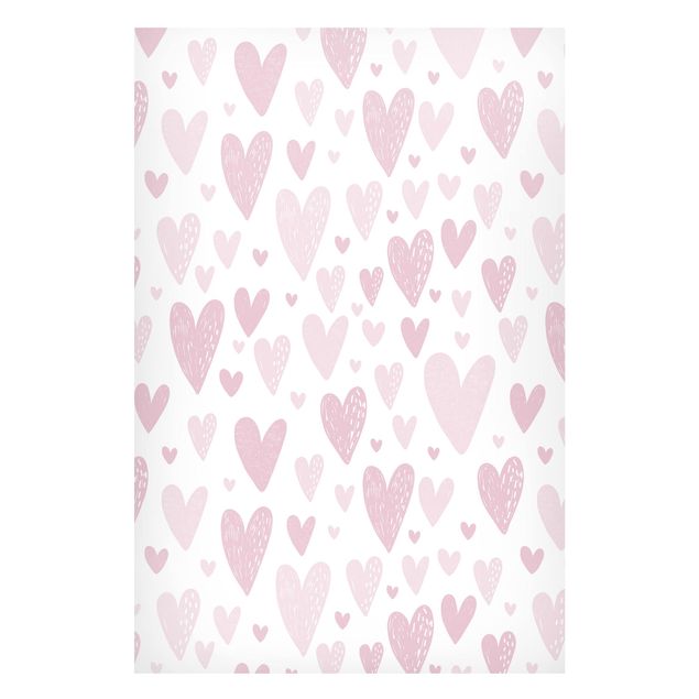 Quadros amor Small And Big Drawn Light Pink Hearts