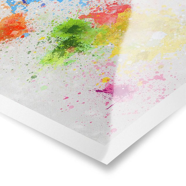 quadros para parede Colourful Splodges World Map