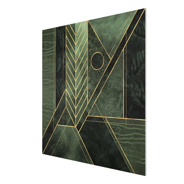 Quadros padrões Geometric Shapes Emerald Gold