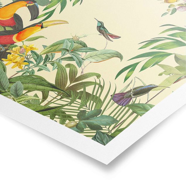Posters quadros famosos Vintage Collage - Birds In The Jungle