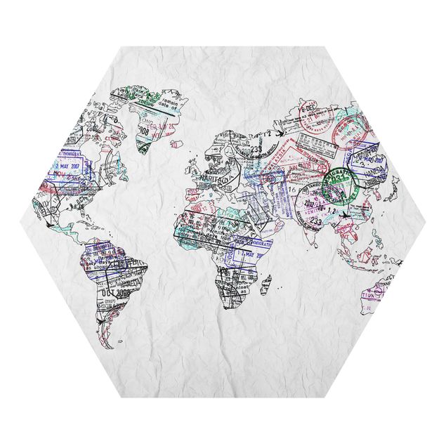 decoração quadros Passport Stamp World Map