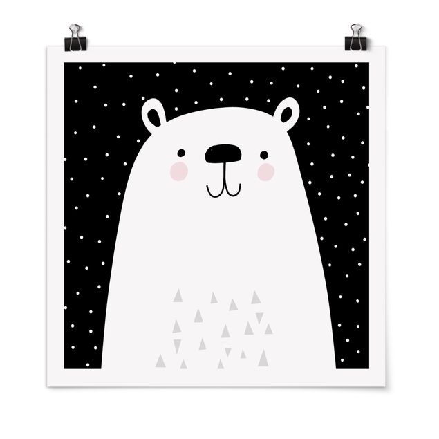 poster preto e branco Zoo With Patterns - Polar Bear