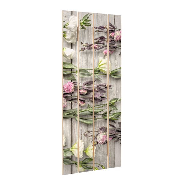 quadros em madeira para decoração Shabby Roses On Wood