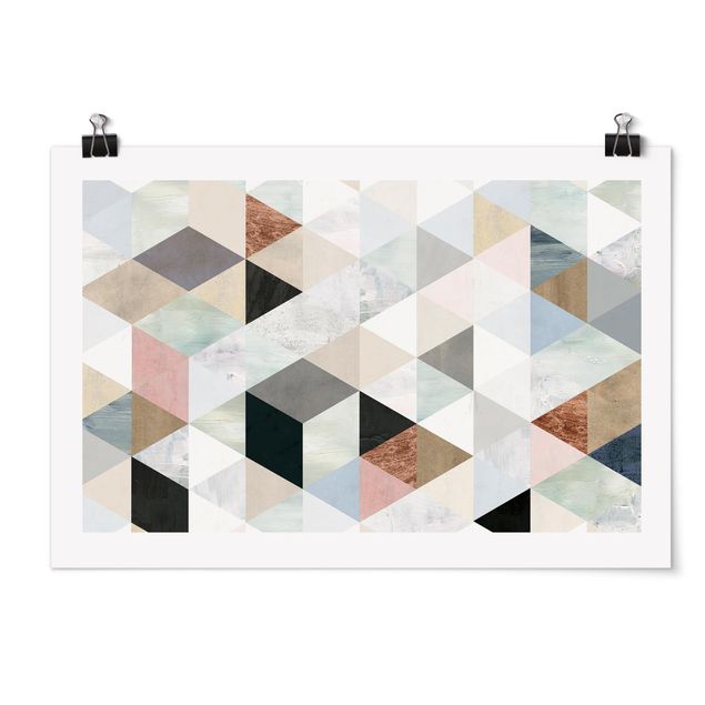 Quadros modernos Watercolour Mosaic With Triangles I