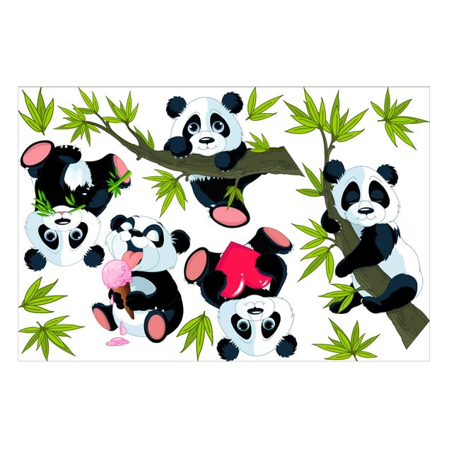 Autocolantes para vidros animais Panda Bear Set Heart
