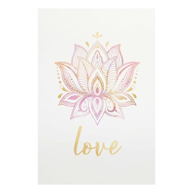quadros para parede Lotus Illustration Love Gold Light Pink