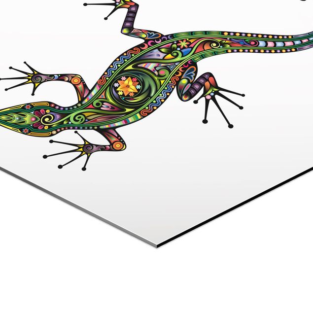 Quadros hexagonais Gecko Pattern
