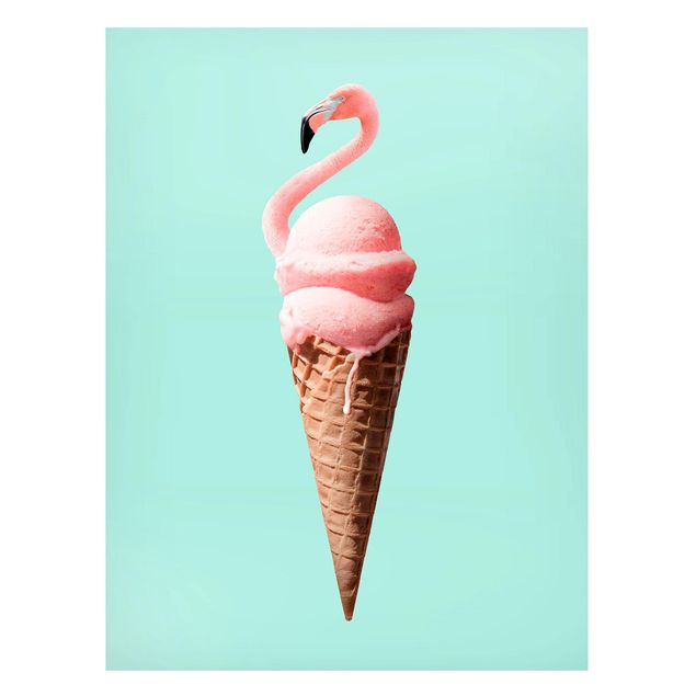 Quadros magnéticos animais Ice Cream Cone With Flamingo