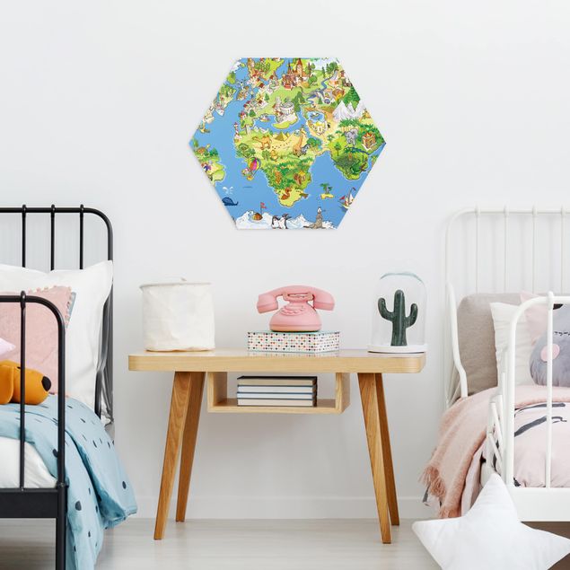 quadros decorativos para sala modernos Great and Funny Worldmap