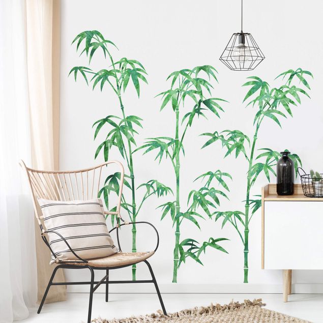 decoraçao para parede de cozinha Watercolour Bamboo Tree Green