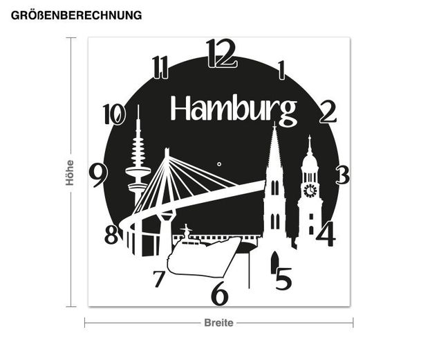 Autocolantes de parede metrópoles Hamburg clock