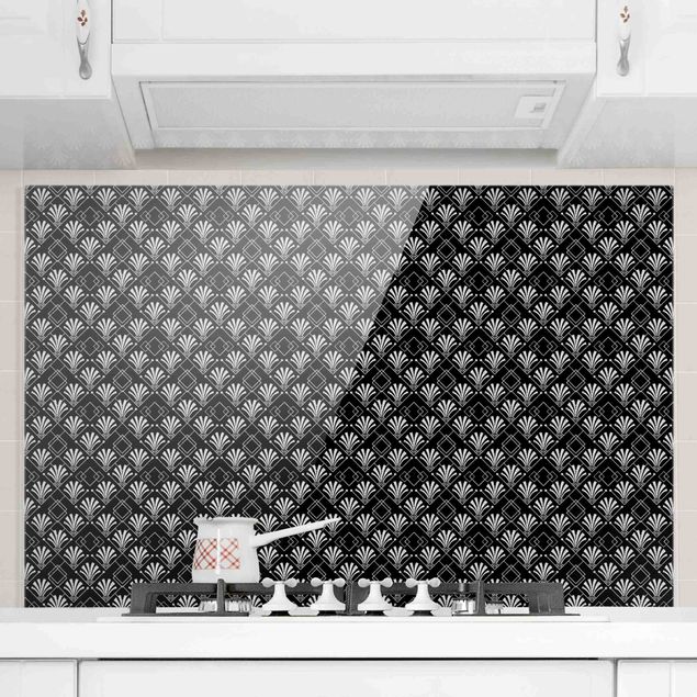 decoraçao para parede de cozinha Glitter Look With Art Deko Pattern On Black