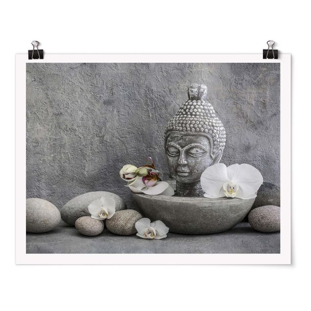 Quadros famosos Zen Buddha, Orchid And Stone