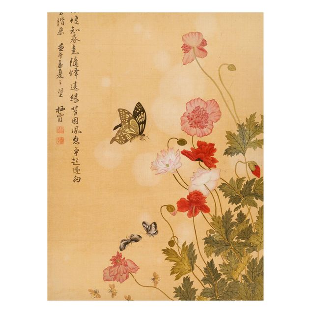 decoraçoes cozinha Yuanyu Ma - Poppy Flower And Butterfly