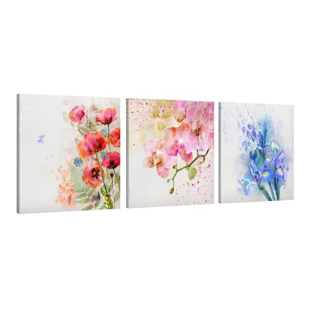 quadros de flores Watercolour Flower Trio