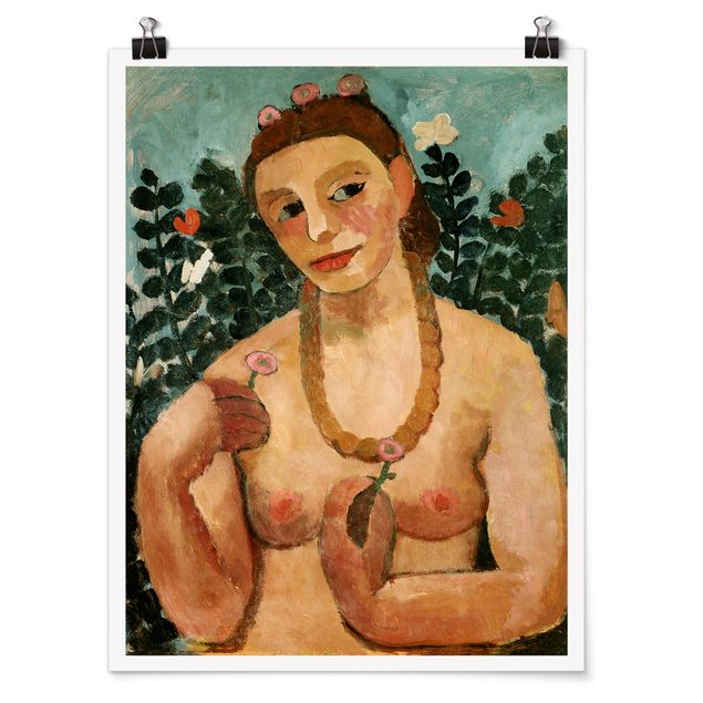 Posters quadros famosos Paula Modersohn-Becker - Self Portrait with Amber Necklace