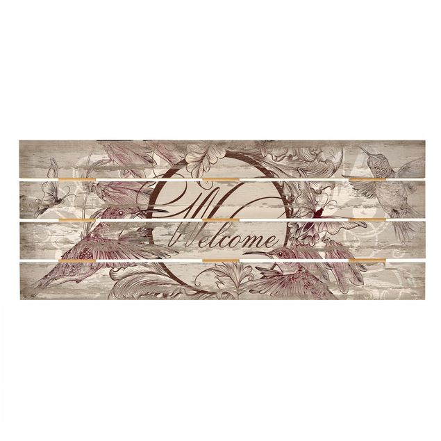 Quadros decorativos Welcome with Butterfly