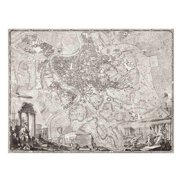 Quadros Itália Vintage Map Rome
