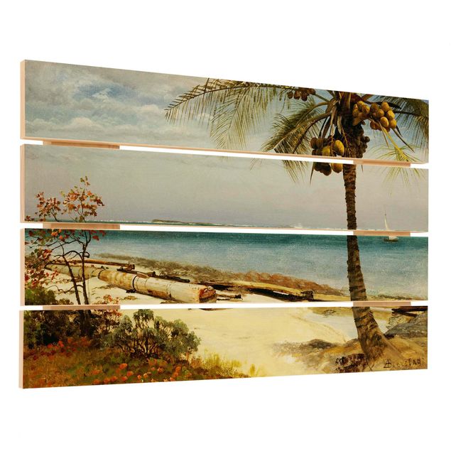Quadros em madeira praia Albert Bierstadt - Tropical Coast