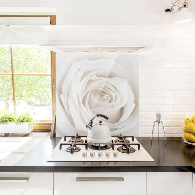 Painel anti-salpicos de cozinha imitação madeira Pretty White Rose