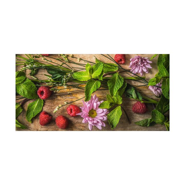Tapete de flores Flowers Raspberries Mint