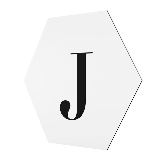 Quadros hexagonais Letter Serif White J