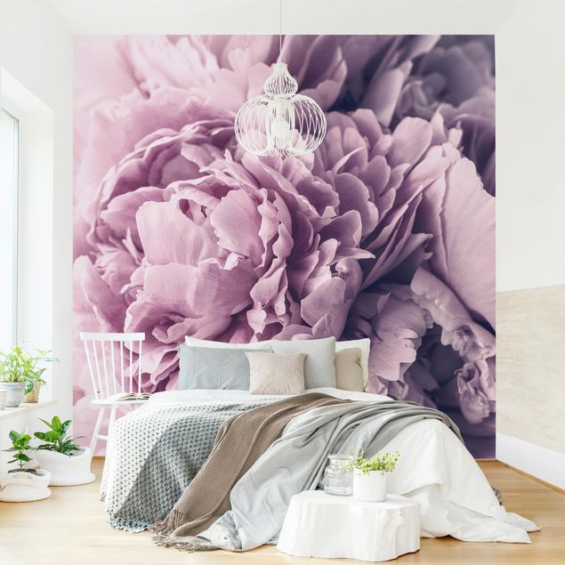 papel de parede para quarto de casal moderno Purple Peony Blossoms