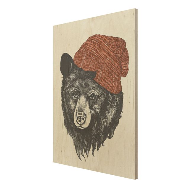 Quadros de Laura Graves Art Illustration Bear With Red Cap Drawing