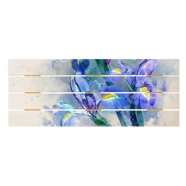 quadros em madeira para decoração Watercolour Flowers Iris
