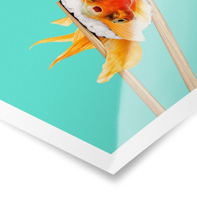 Quadros em turquesa Sushi With Goldfish