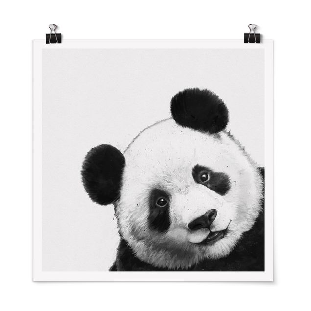 Posters em preto e branco Illustration Panda Black And White Drawing