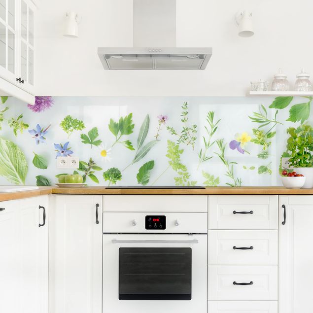 Backsplash de cozinha temperos e ervas aromáticas Herbs And Flowers II