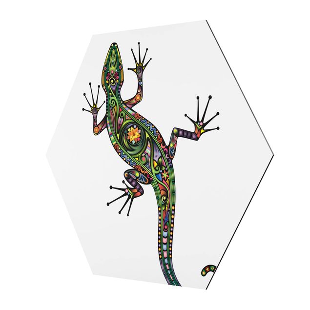 Quadros hexagonais Gecko Pattern