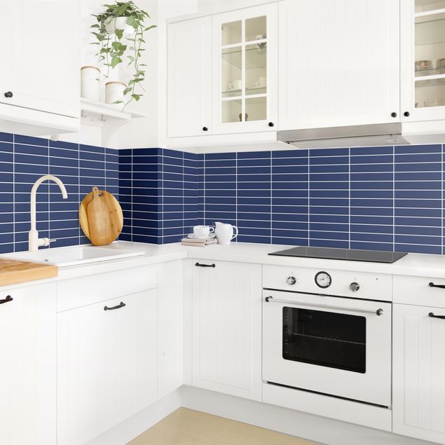 Backsplash de cozinha monocromático Metro Tiles - Dark Blue