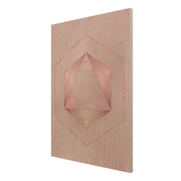 Quadros decorativos Geometry In Pink And Gold I