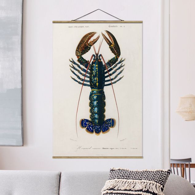 decoraçao para parede de cozinha Vintage Board Blue Lobster
