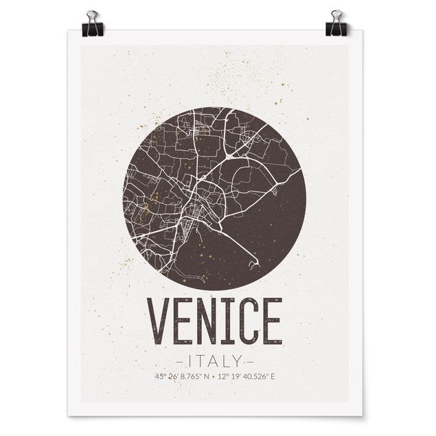 Posters frases Venice City Map - Retro