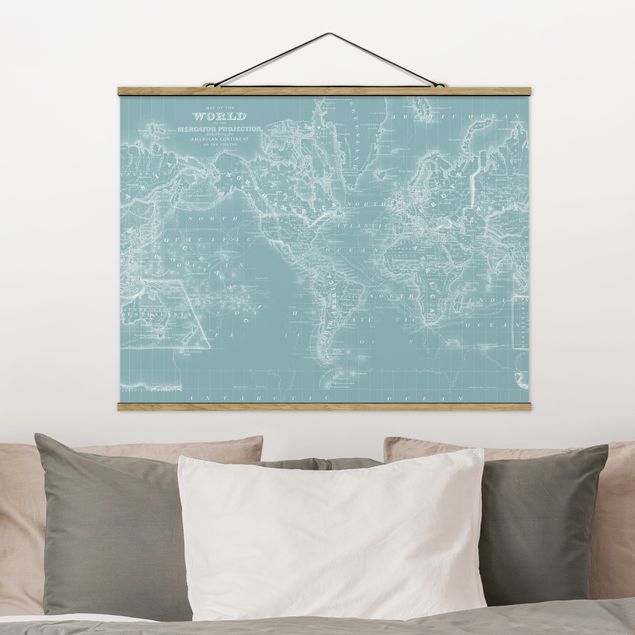 decoraçao para parede de cozinha World Map In Ice Blue