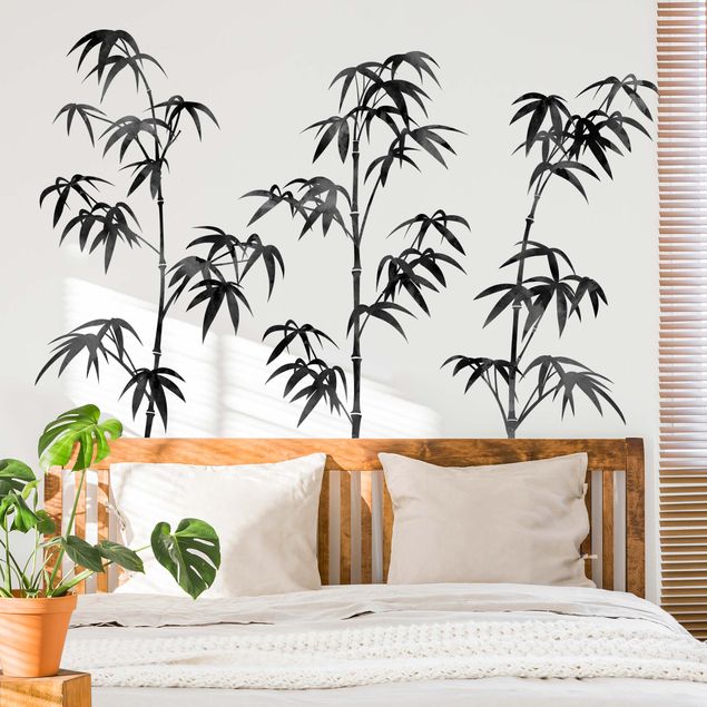 Autocolantes de parede plantas Watercolour Bamboo Tree Black