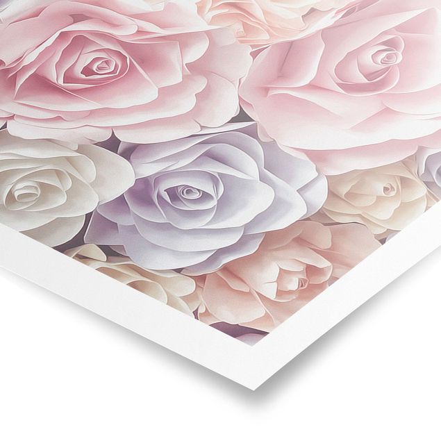 decoração quadros Pastel Paper Art Roses