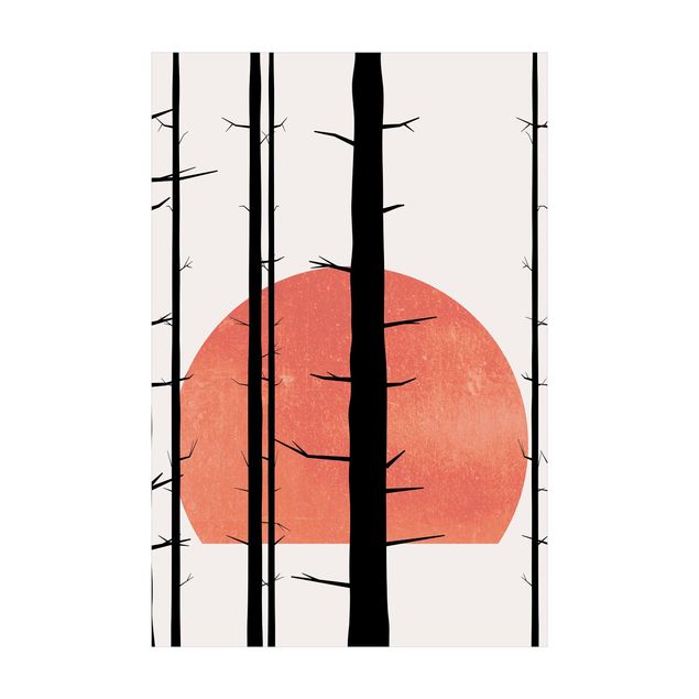Tapete vermelho Red Sun In The Enchanted Forest