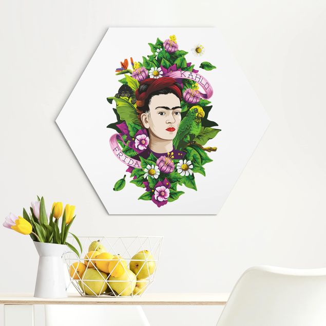 quadro de borboletas Frida Kahlo - Frida, Monkey And Parrot