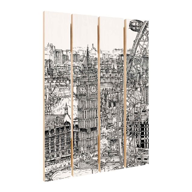 Quadros em madeira City Study - London Eye