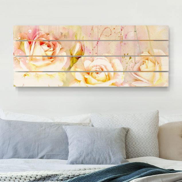 decoraçao para parede de cozinha Watercolour Flowers Roses